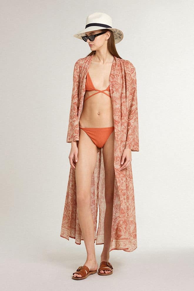 Women | Kaftan Cotton Voile with All-Over Brick-Red Marine Print | Artic Wolf x Autumn Glaze - Image 9