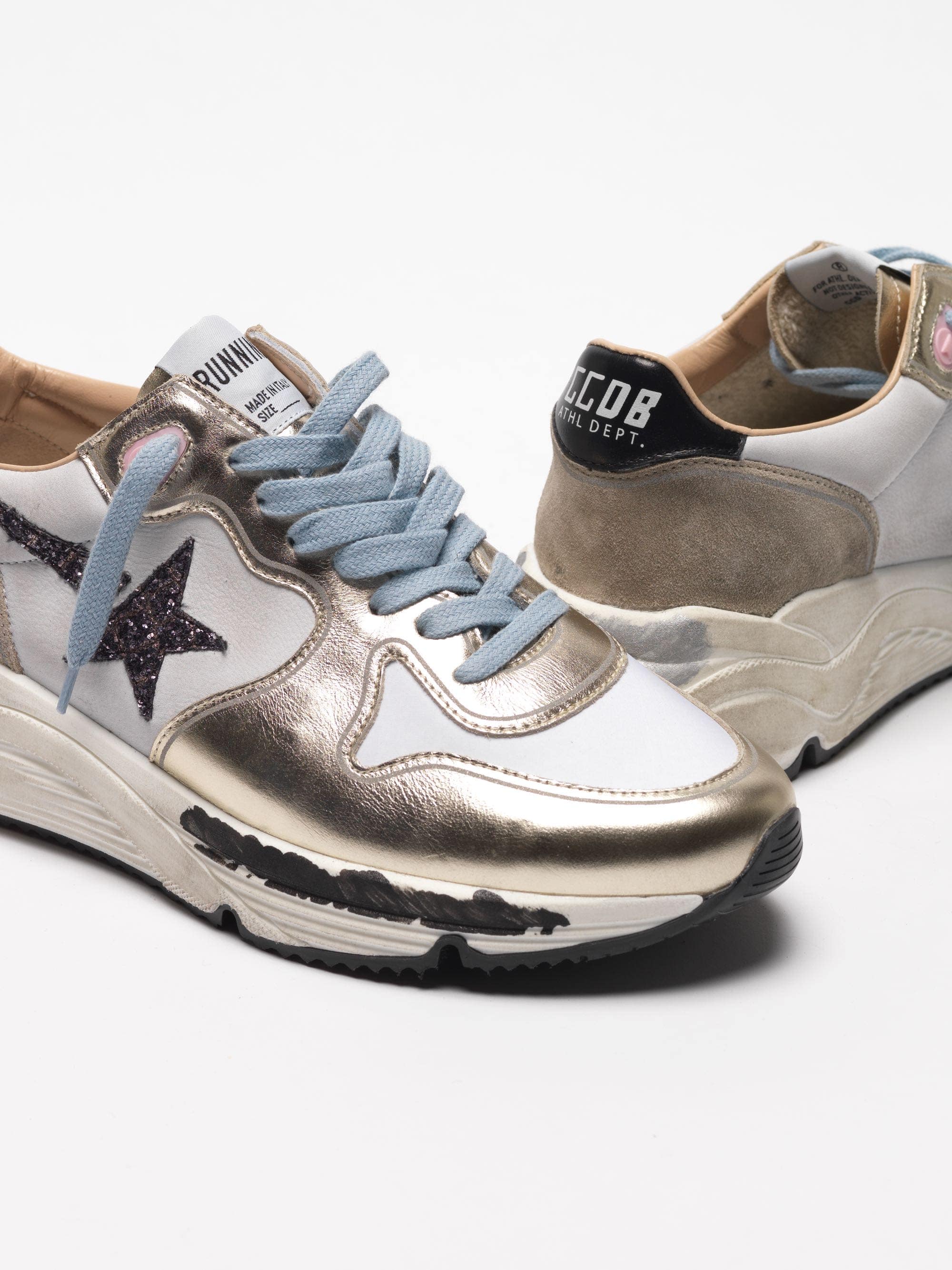 Women | Laminated Running Sneakers, Nubuck Insert & Glittery Star - Image 6