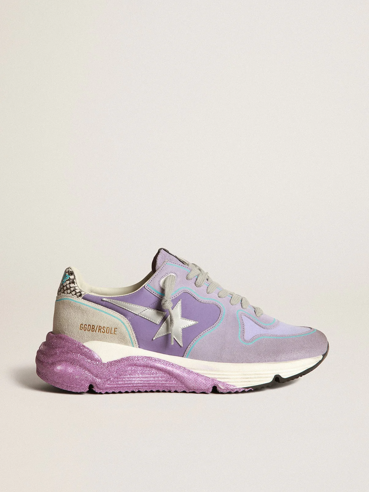 Women | Lavender Running Sole Sneakers with Glittery Sole & Silver Star | Lavender x Lilac x Silver x Ice - Image 8