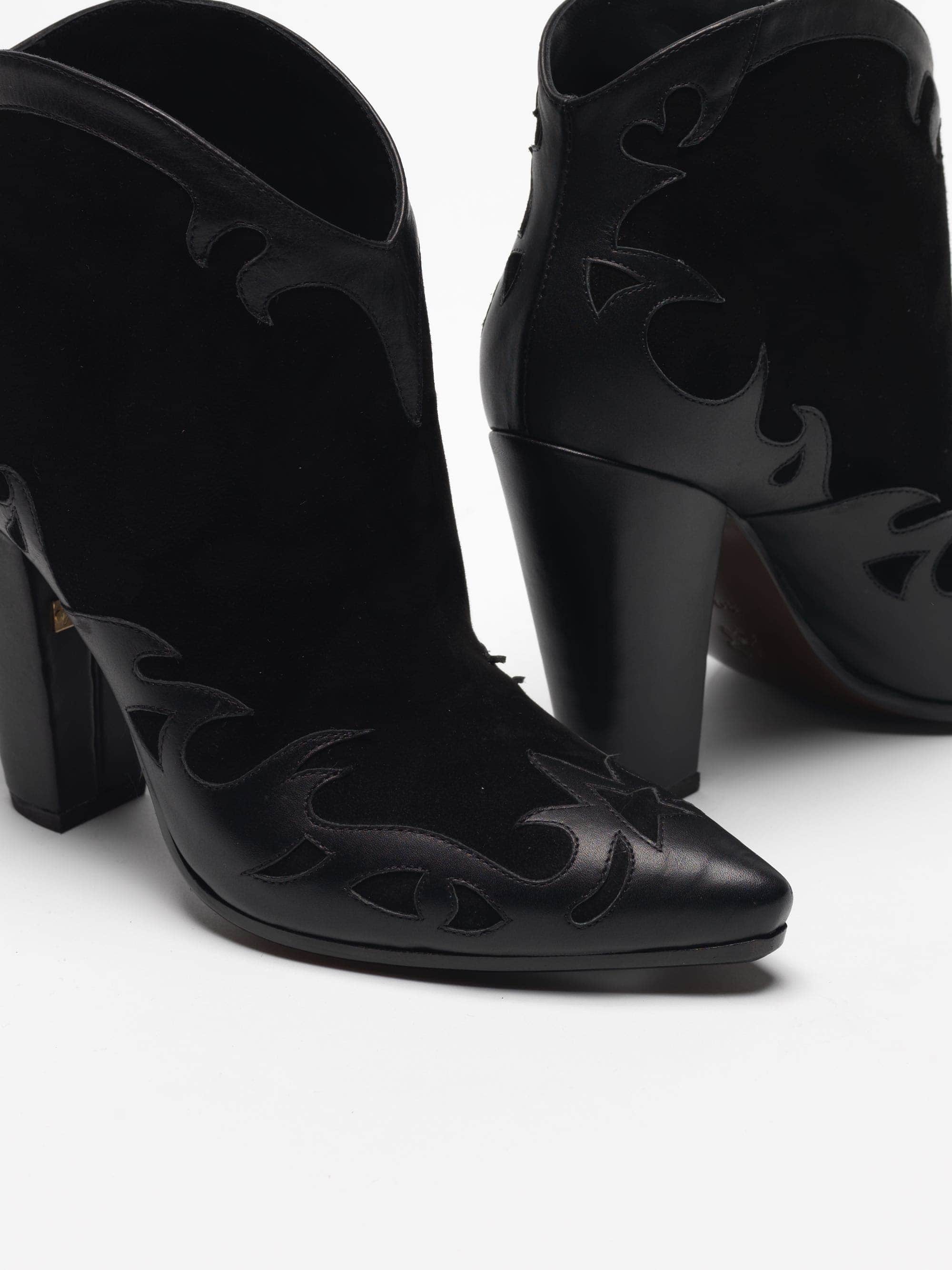 Women | Low Black Michelle Flowers Ankle Boots - Image 4