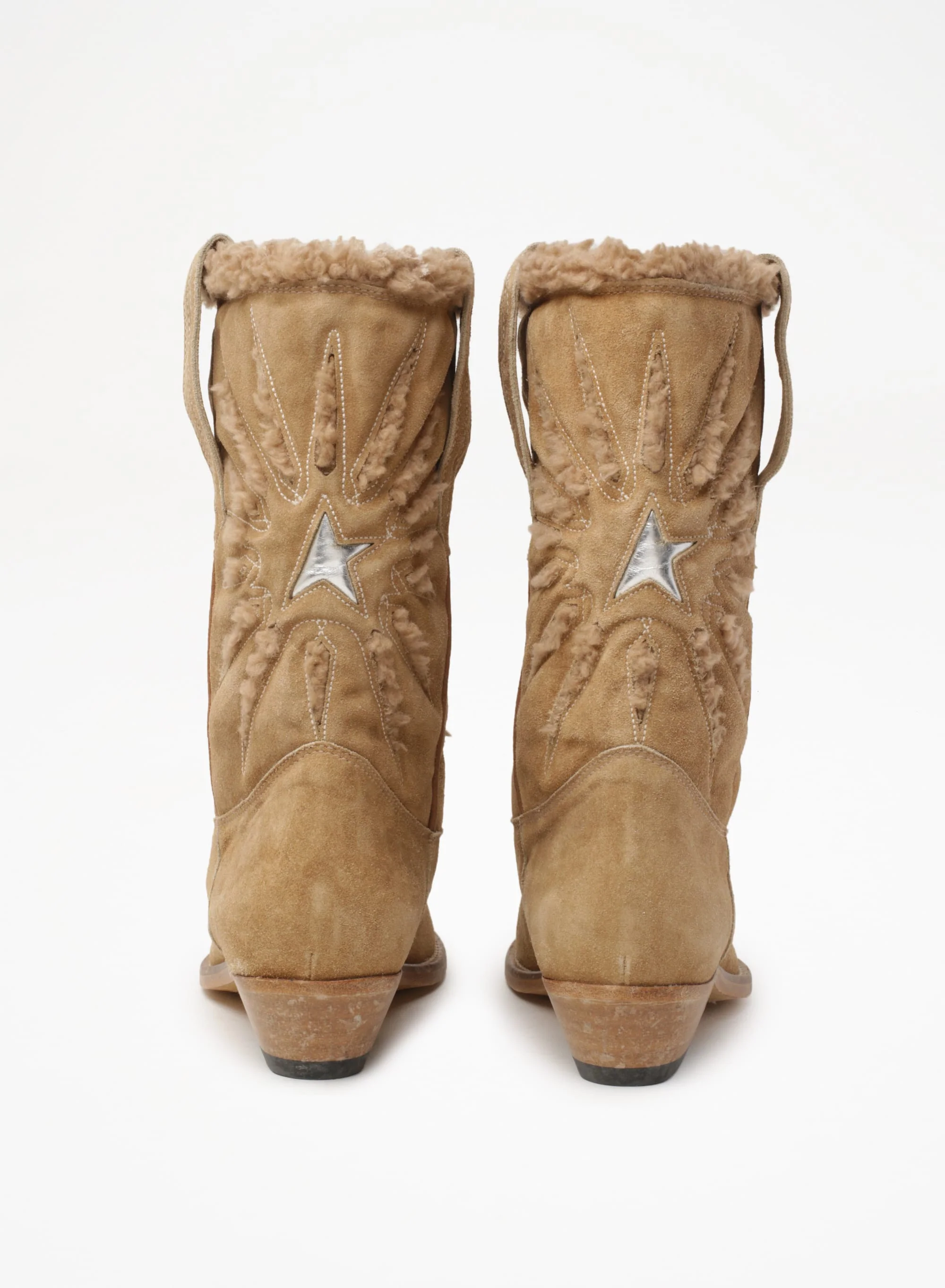 Women | Low Wish Star Boots Beige Suede with Shearling Lining | Elk Brown x Beige - Image 3