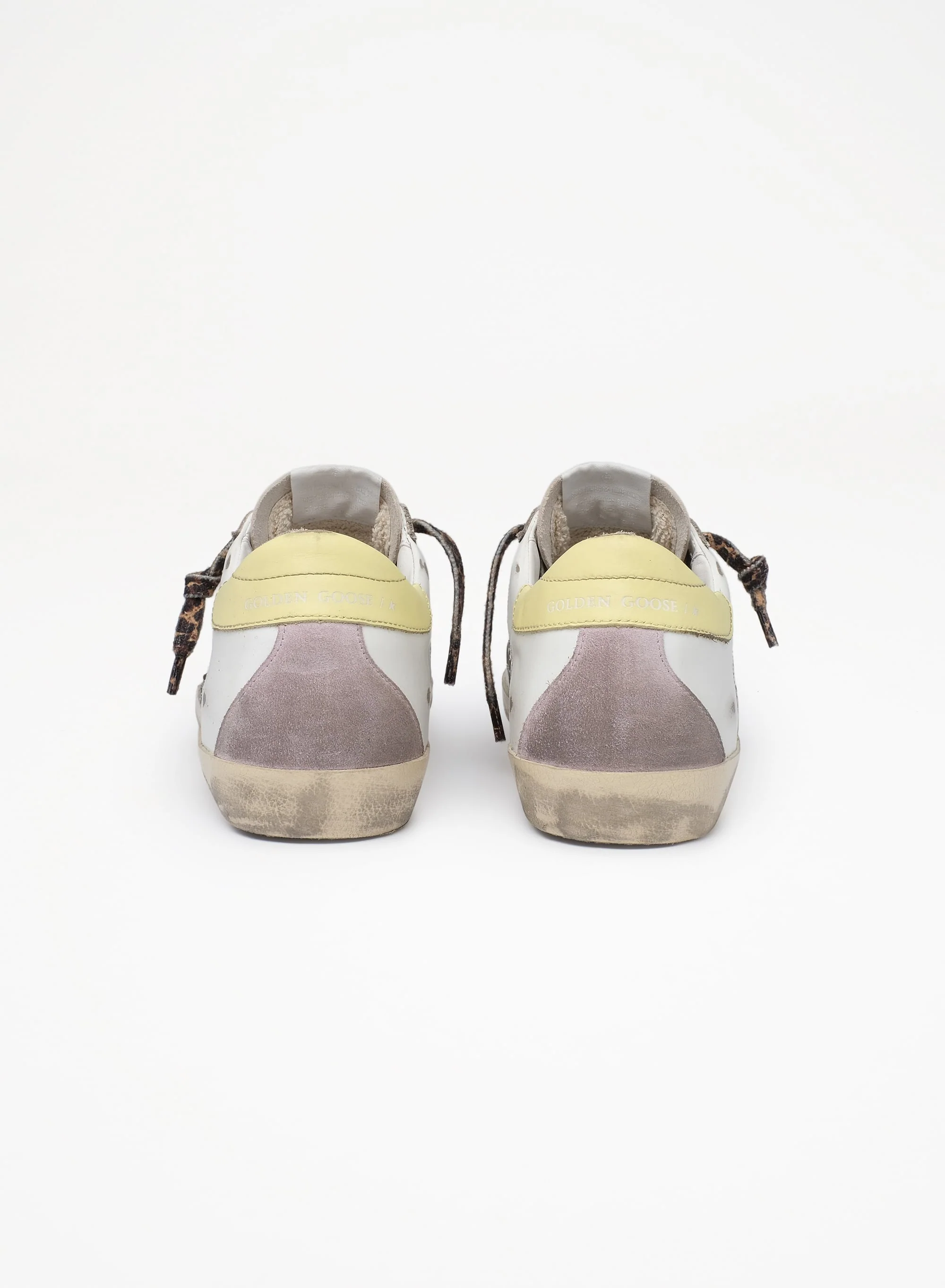 Women | Ltd Super-Star Sneakers Leather & Glitter with Colorful Heel Tab | White x Silver x Yellow x Lavender - Image 4