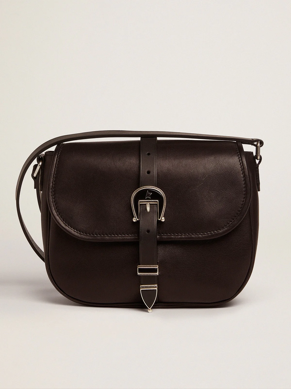 Women | Medium Black Leather Rodeo Bag | Black - Image 2