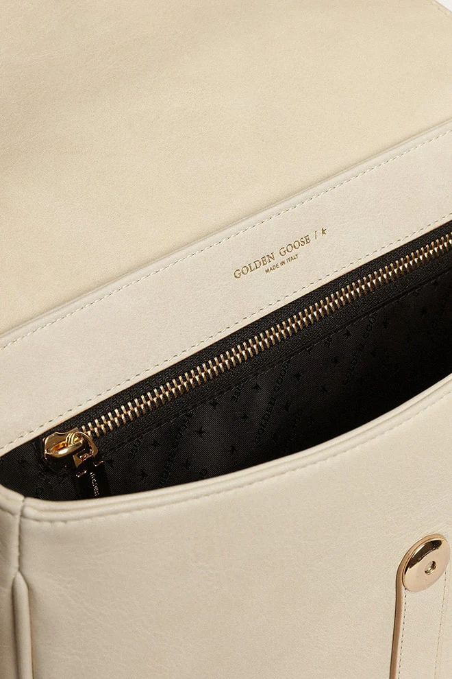 Women | Medium Sally Bag Porcelain Leather with Buckle & Contrasting Shoulder Strap | Porcelain - Image 8