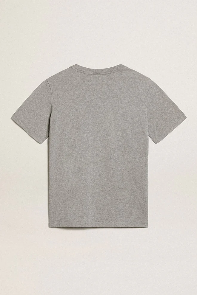 Women | Mélange Gray T-Shirt with Gold Star On The Front | Medium Grey Melange x Gold - Image 2
