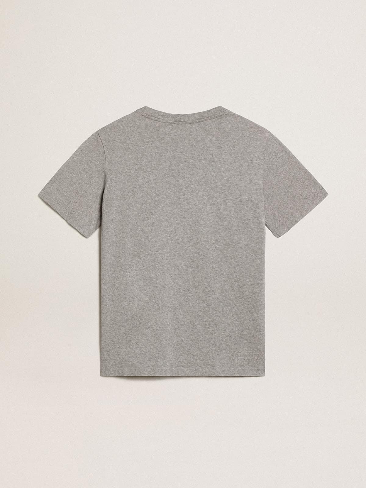 Women | Mélange Gray T-Shirt with Gold Star On The Front | Medium Grey Melange x Gold - Image 4