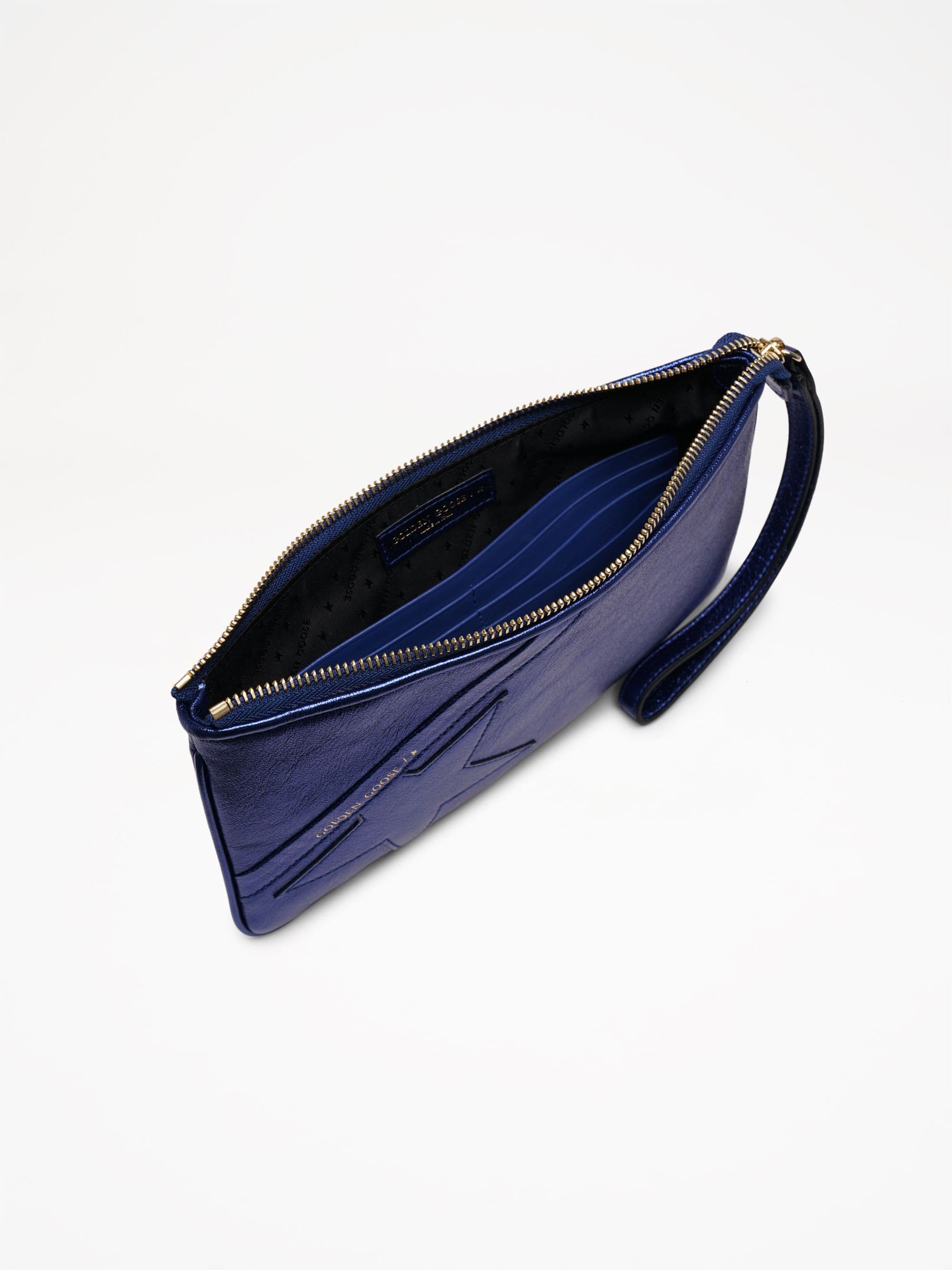 Women | Metallic Blue Star Wrist Clutch Bag - Image 3