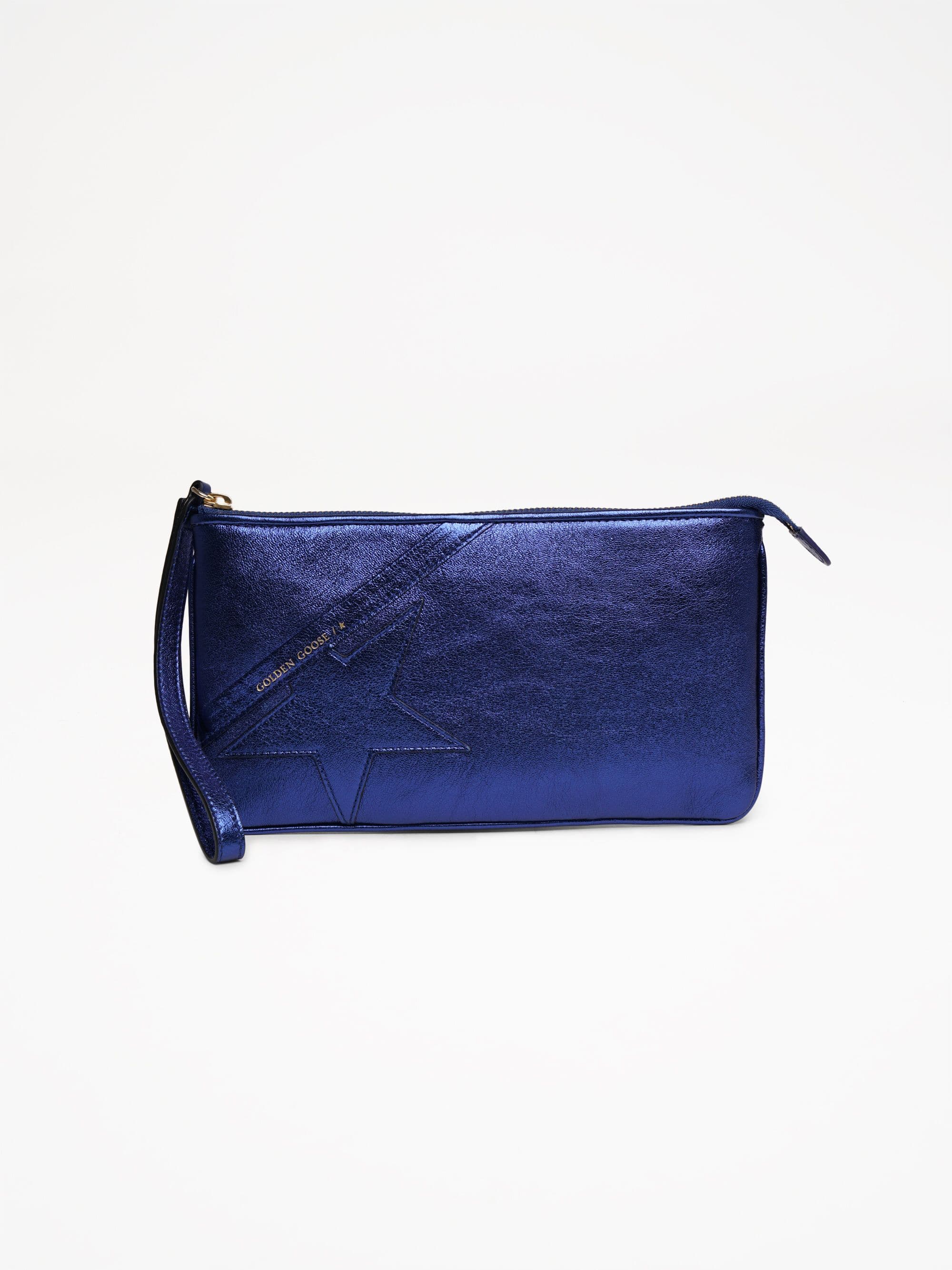 Women | Metallic Blue Star Wrist Clutch Bag - Image 7