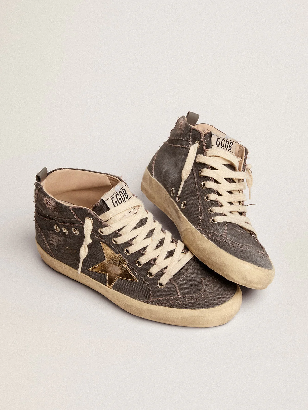 Women | Mid Star Charcoal Canvas with Gold Star | Charcoal Grey x Gold - Image 5