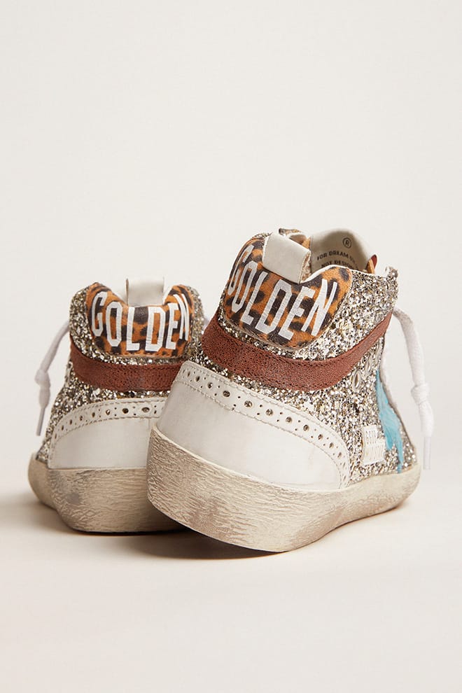 Women | Mid Star Gold Glitter with Turquoise Hammered Leather Star & Brown Suede Flash | Platinum x Petroleum x Sand x Brown x Camel Black Leo - Image 7