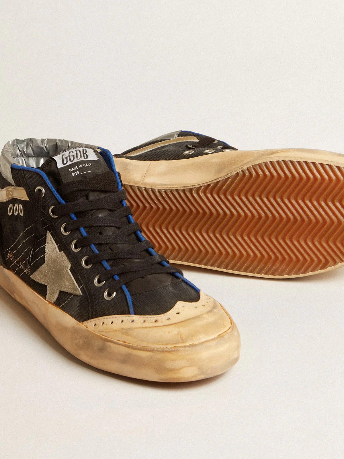 Women | Mid Star Lab Black Canvas with Ice-Gray Suede Star | Black x Ice x Vanilla x Gold - Image 2