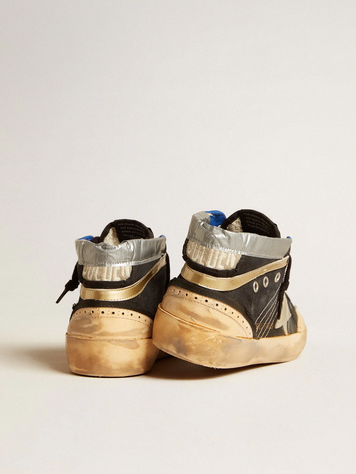 Women | Mid Star Lab Black Canvas with Ice-Gray Suede Star | Black x Ice x Vanilla x Gold - Image 5