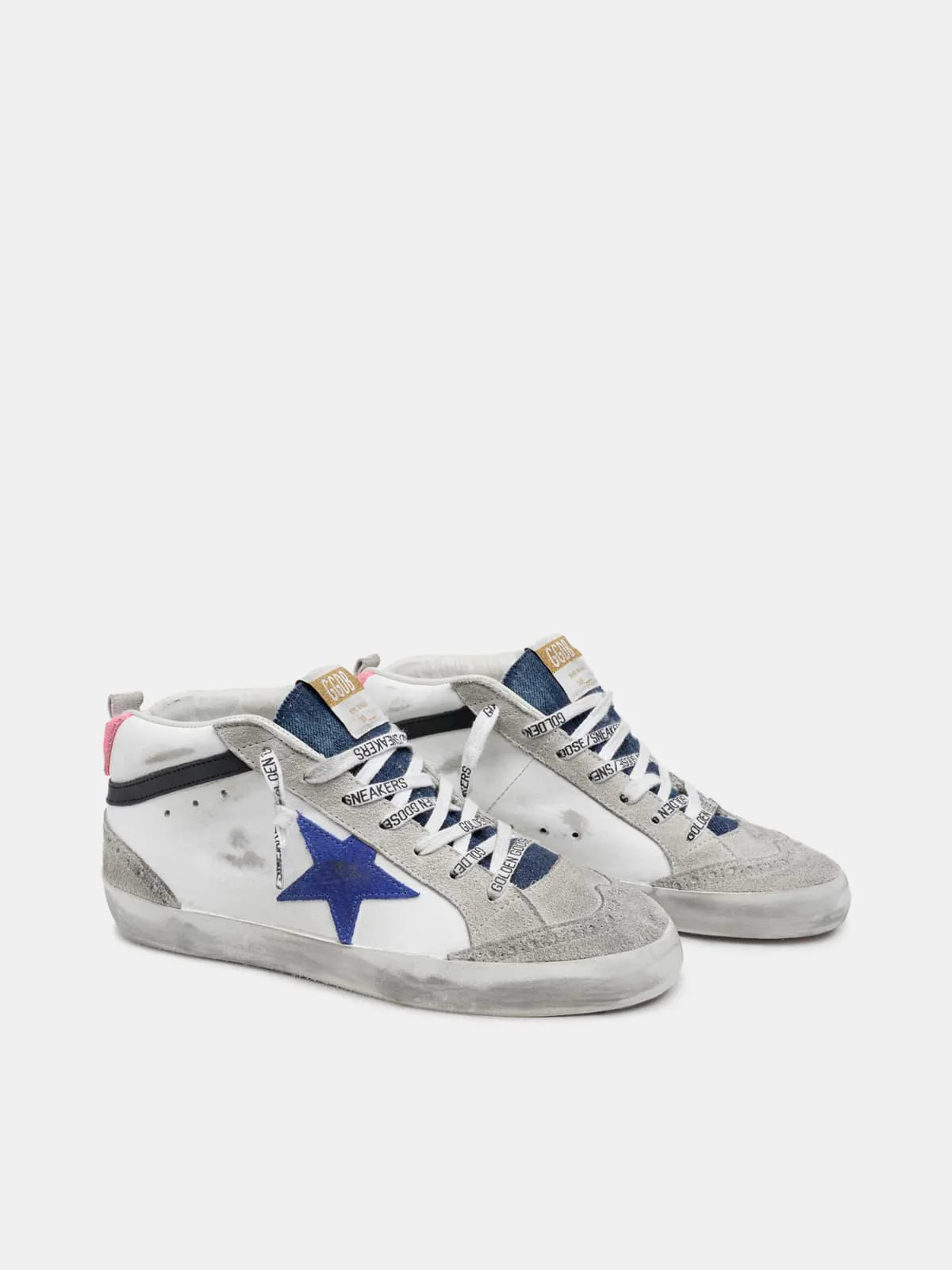 Women | Mid Star Leather Upper & Wave Suede Star Denim Toe | White x Ice x Bluette x Black x Fuchsia - Image 6