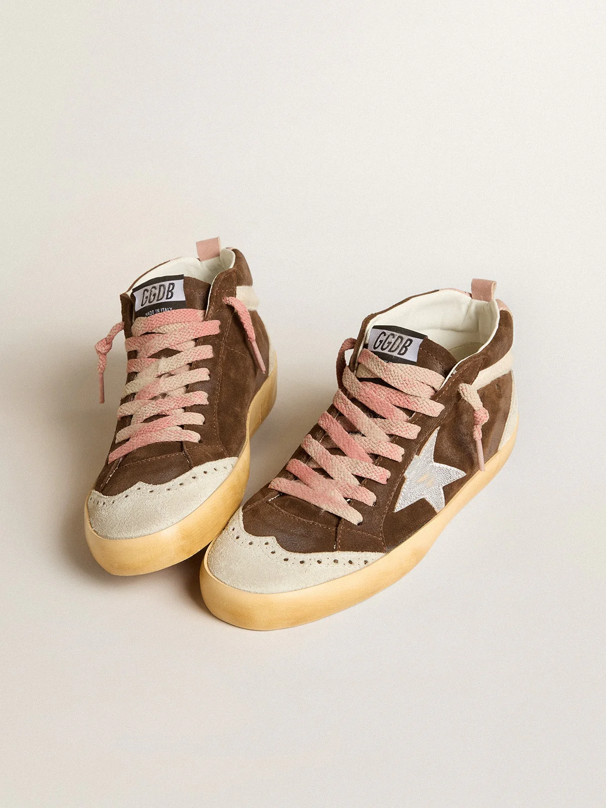 Women | Mid Star Ltd Brown Suede with Silver Nappa Leather Star & Cream Flash | Mustang x Ice x Silver x Buttercream x Ash Rose - Image 5