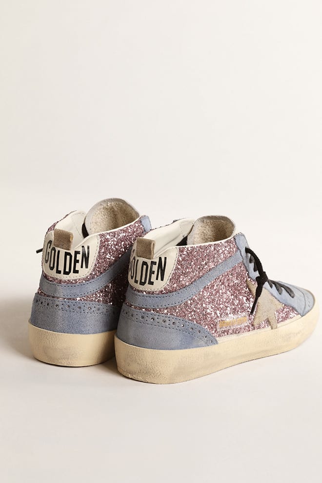 Women | Mid Star Ltd Lilac Glitter with Light Blue Suede Inserts | Lilac x Powder Blue x White x Taupe - Image 2