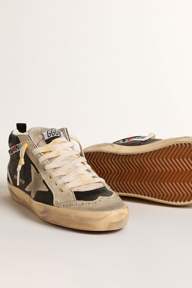 Women | Mid Star Ltd Nappa Leather with Suede Star & Studded Flash | Black x Beige x Multicolor - Image 3