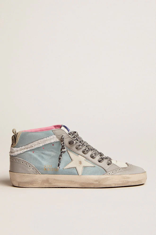 Women | Mid Star Metallic Light Blue Leather with White Leather Star | Light Blue x Light Grey x White x Ice - Image 4