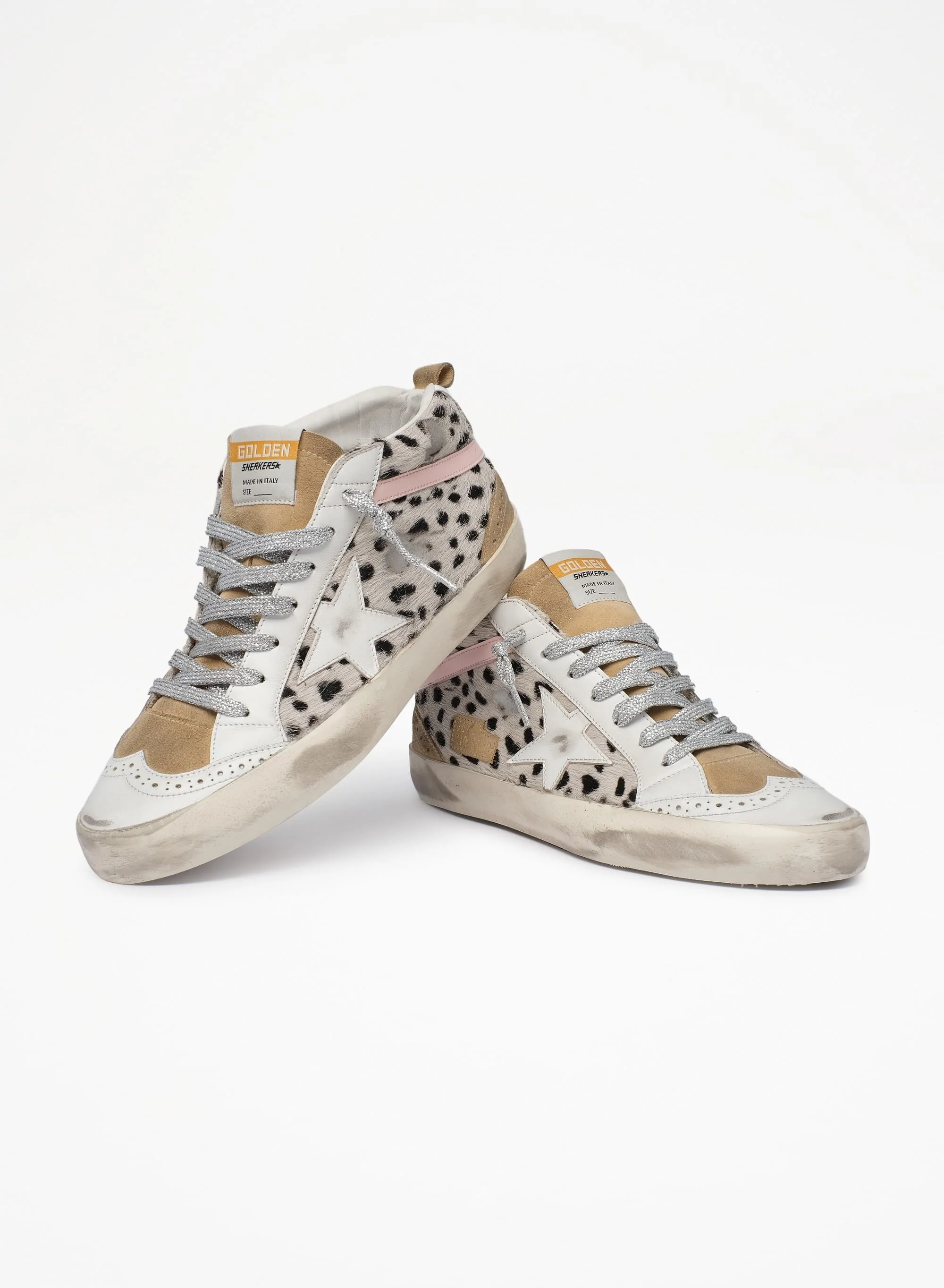 Women | Mid Star Pois Horsy Upper Leather Star Wave & Heel | White Black x White x Cappuccino x Rose Quartz - Image 2