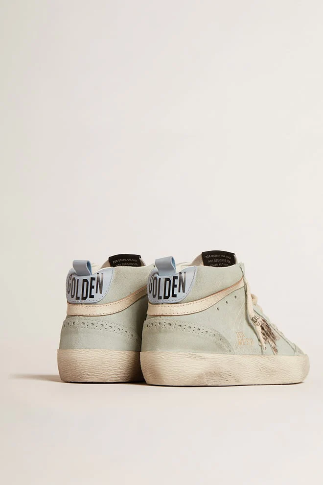 Women | Mid Star Sneakers Aqua Marine with Zebra Star | Aquamarine x Silver x White Black Zebra - Image 2
