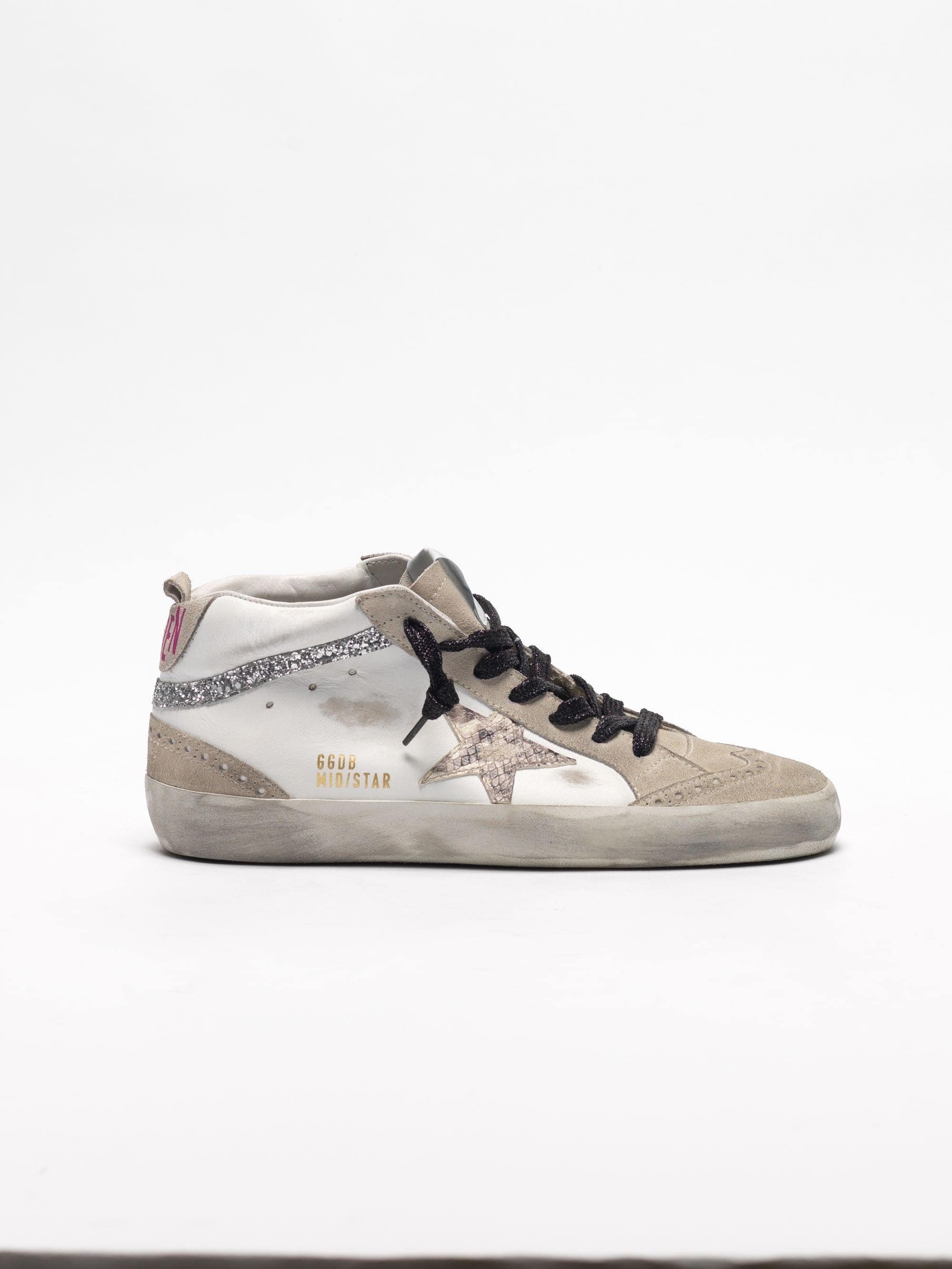 Women | Mid-Star Sneakers Leather with Snakeskin-Print Star & Glitter Inserts - Image 6