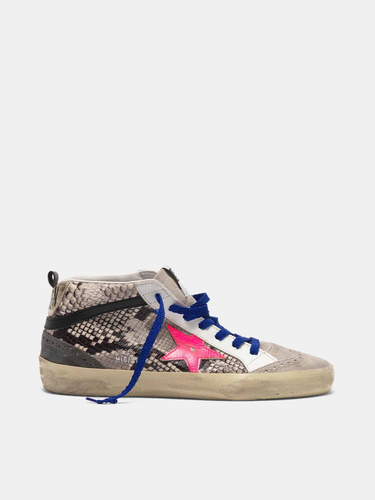 Women | Mid Star Sneakers Snakeskin Print Leather with Fuchsia Star - Image 3