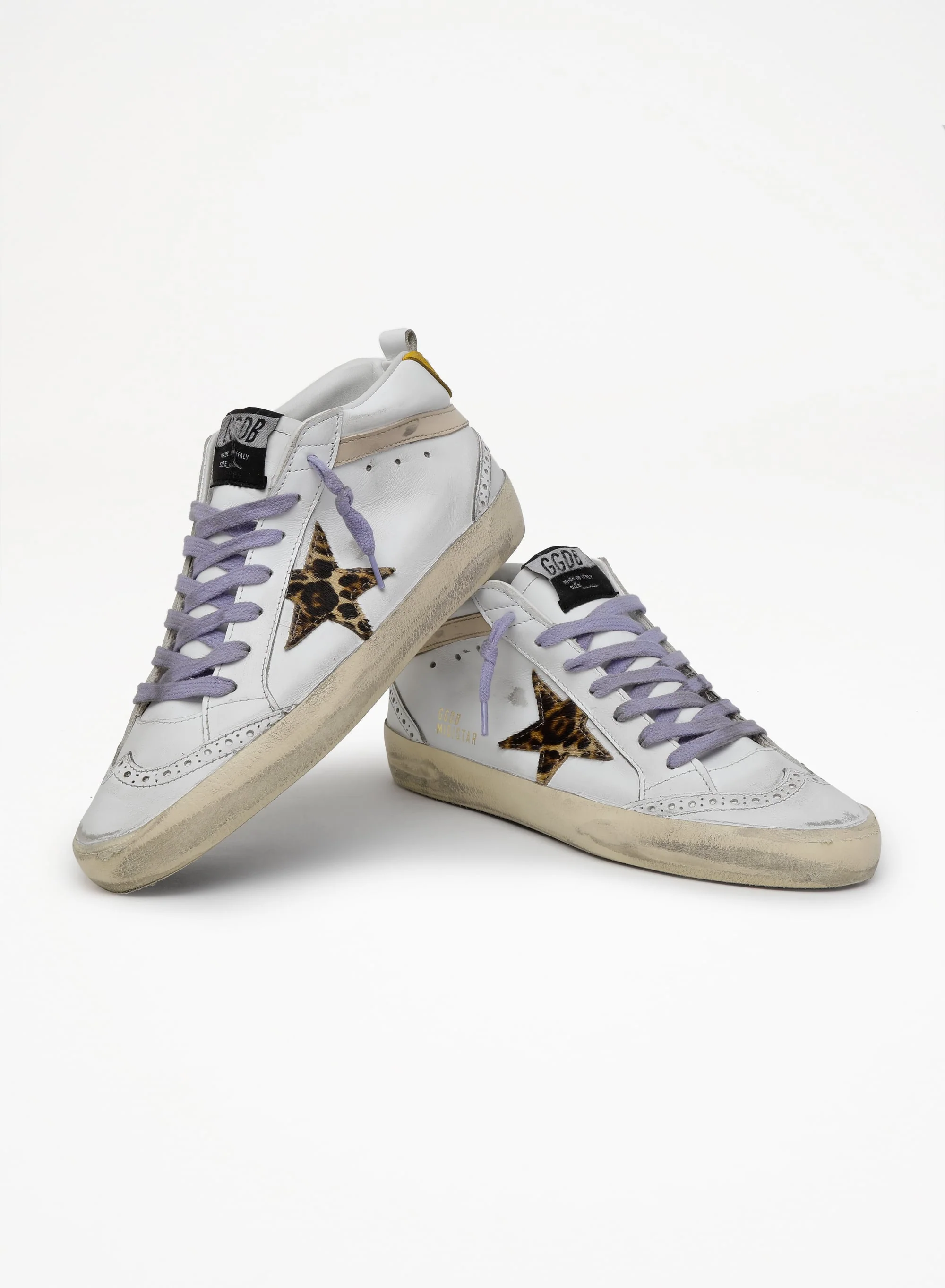 Women | Mid Star Sneakers with Pony Skin Star & Orange Heel Tab | White x Beige Brown Leo x Beige x Light Orange - Image 4