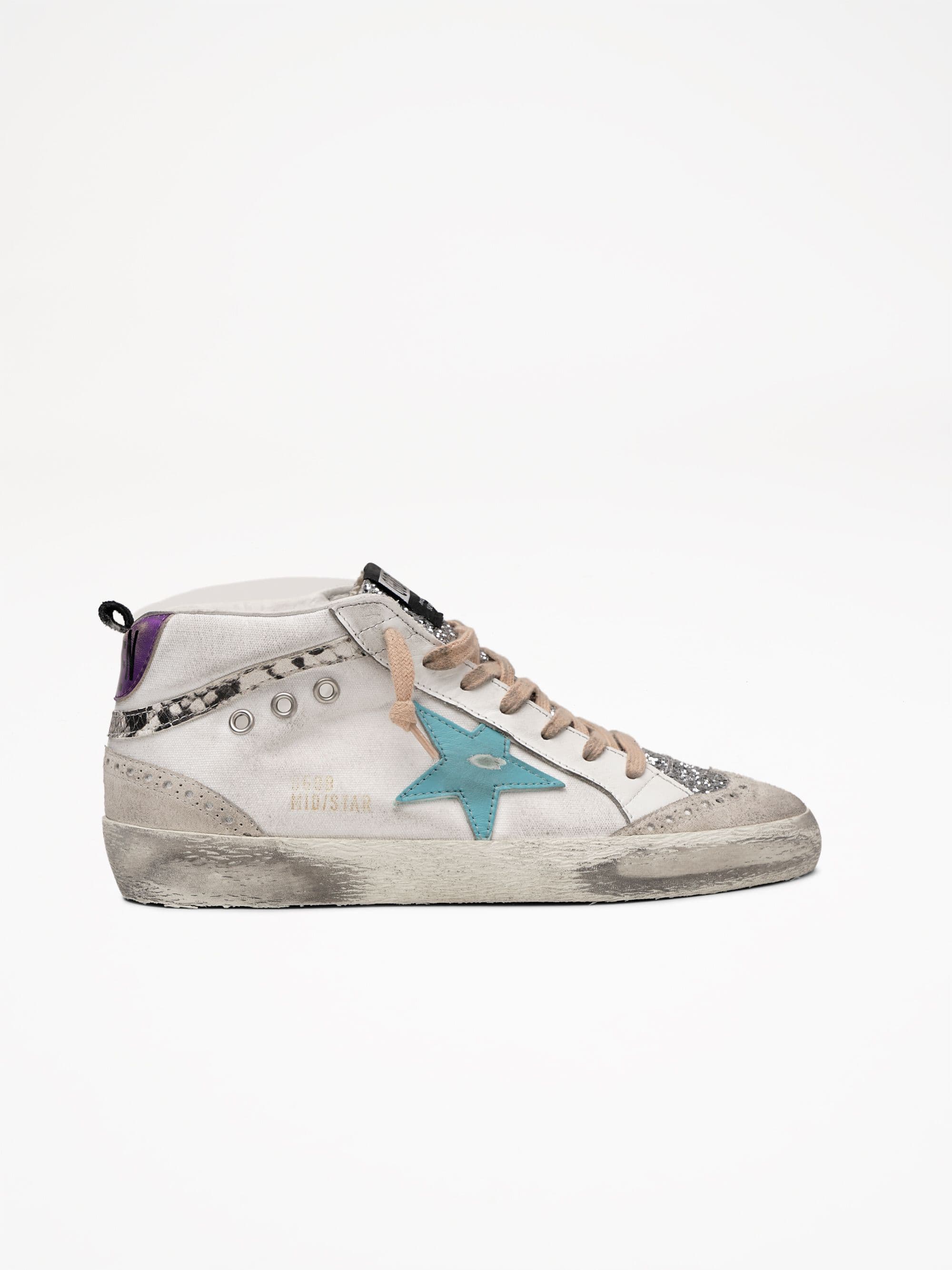 Women | Mid Star White Canvas with Silver Glitter & Blue Star - Image 4