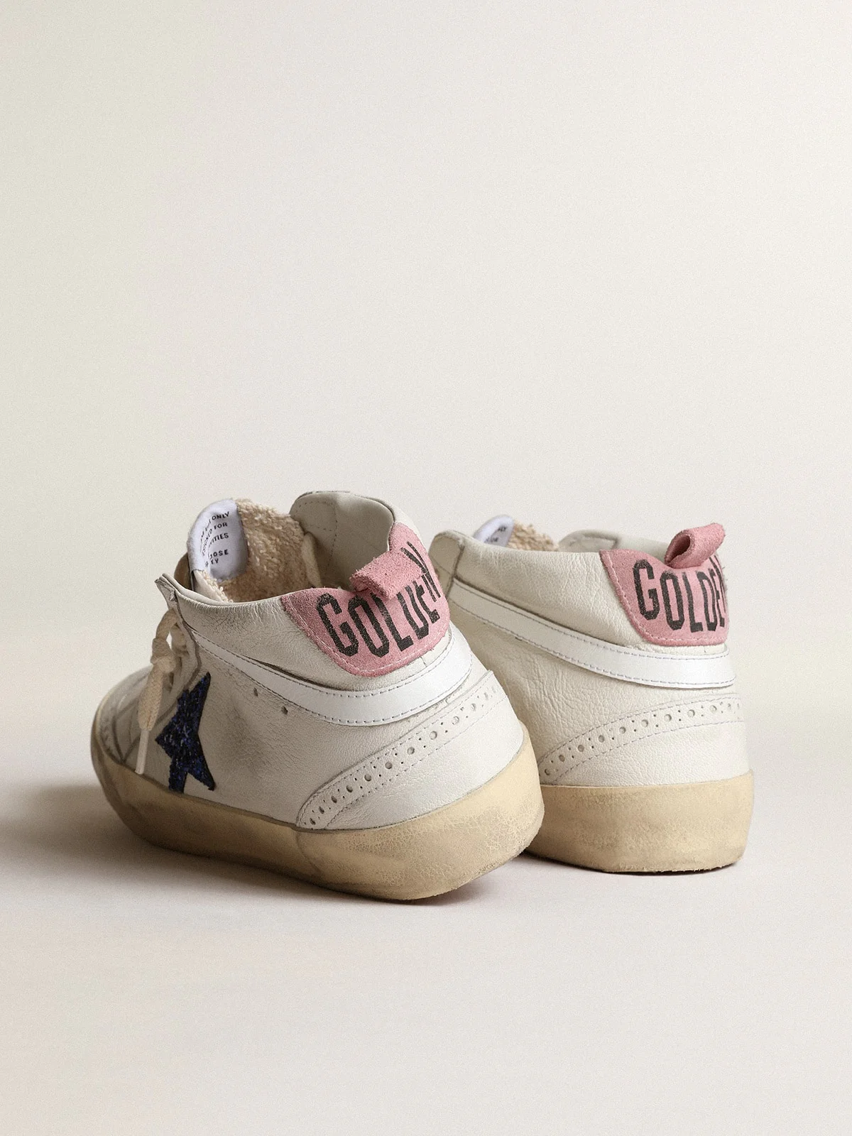 Women | Mid Star with Blue Glitter Star & Pink Suede Heel Tab | White x Blue x Pink - Image 4