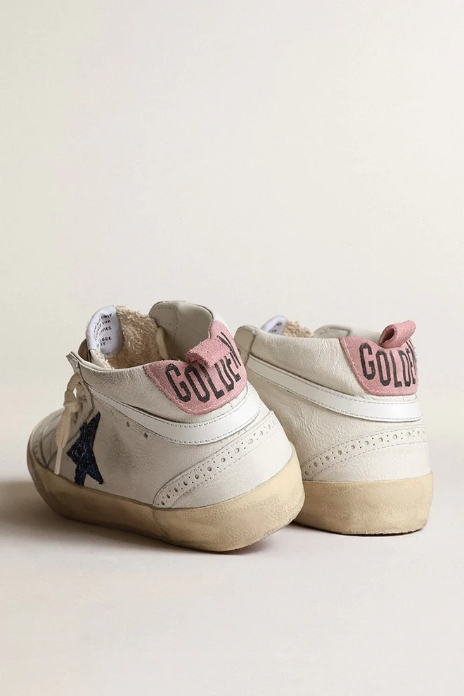 Women | Mid Star with Blue Glitter Star & Pink Suede Heel Tab | White x Blue x Pink - Image 8