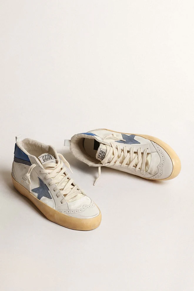 Women | Mid Star with Cream Leather & Powder Blue Star | Cream x Blue x Milky x Powder Blue - Image 6