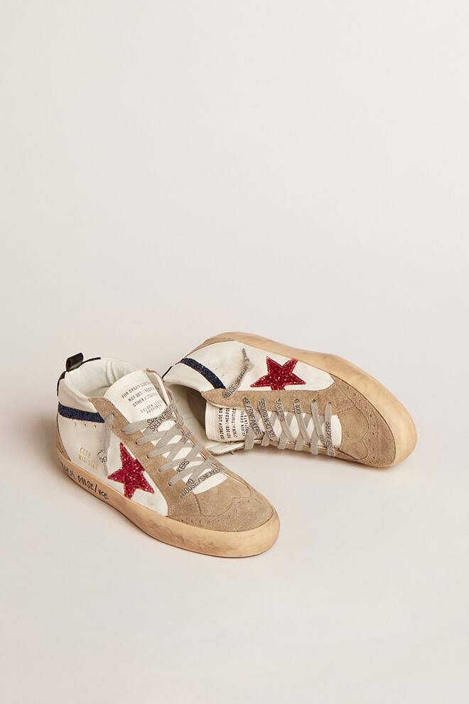 Women | Mid Star with Glitter Red Star & Glitter Blue Flash | Cream x Taupe x Fucsia x Blue x Black - Image 4