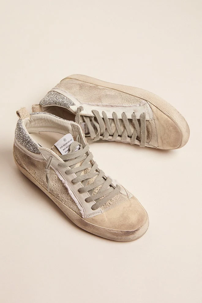 Women | Mid Star with Reverse Construction & Swarovski Crystal Heel Tab | White x Silver Crystal - Image 8