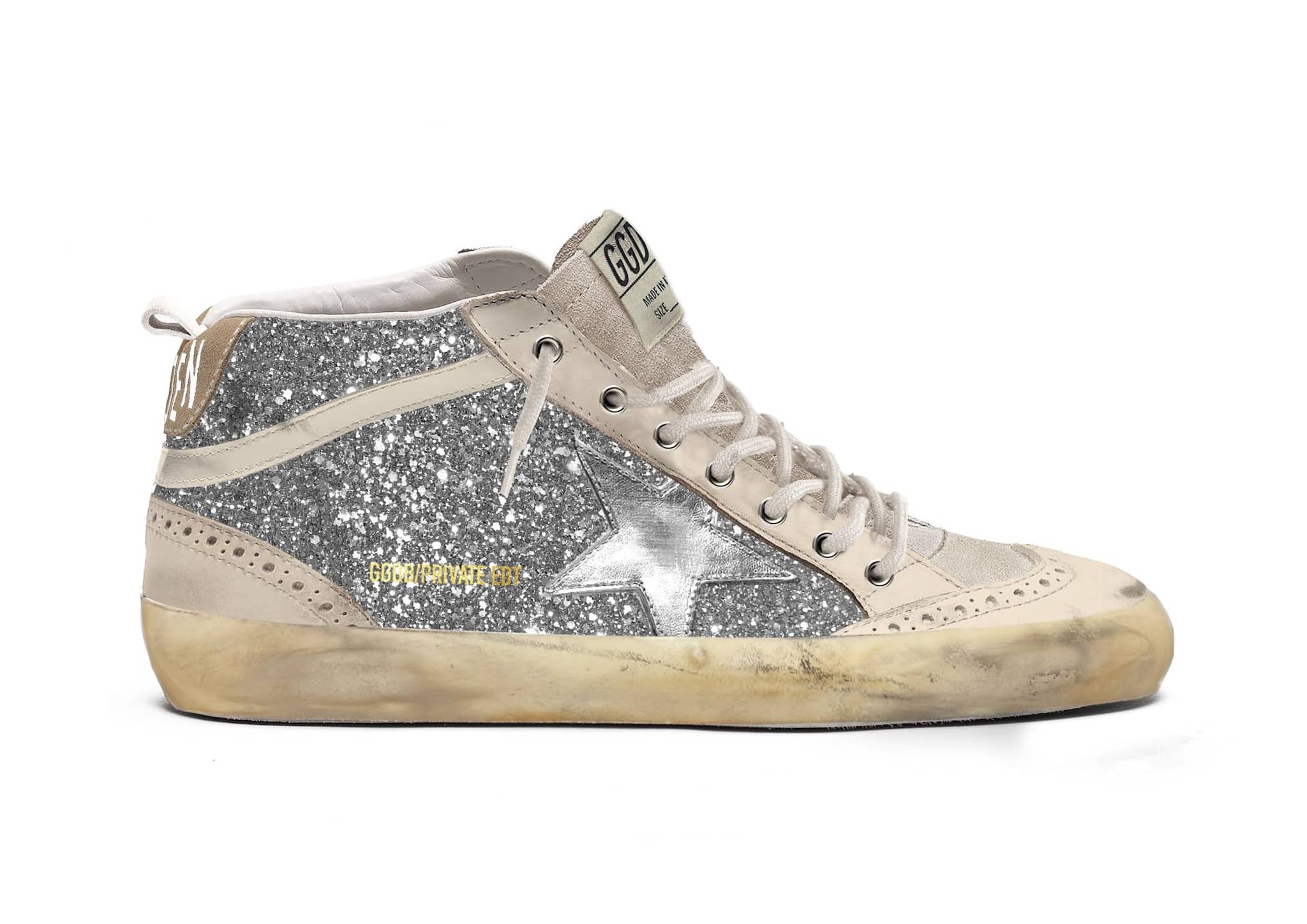 Women | Mid Star with Silver Glitter & Smoked Grey Suede | Silver x Smoke Gray x White - Image 2