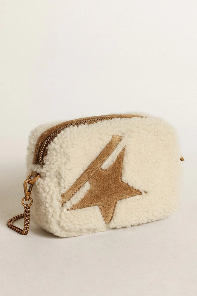 Women | Mini Star Bag Beige Shearling with Suede Star | Natural - Image 6