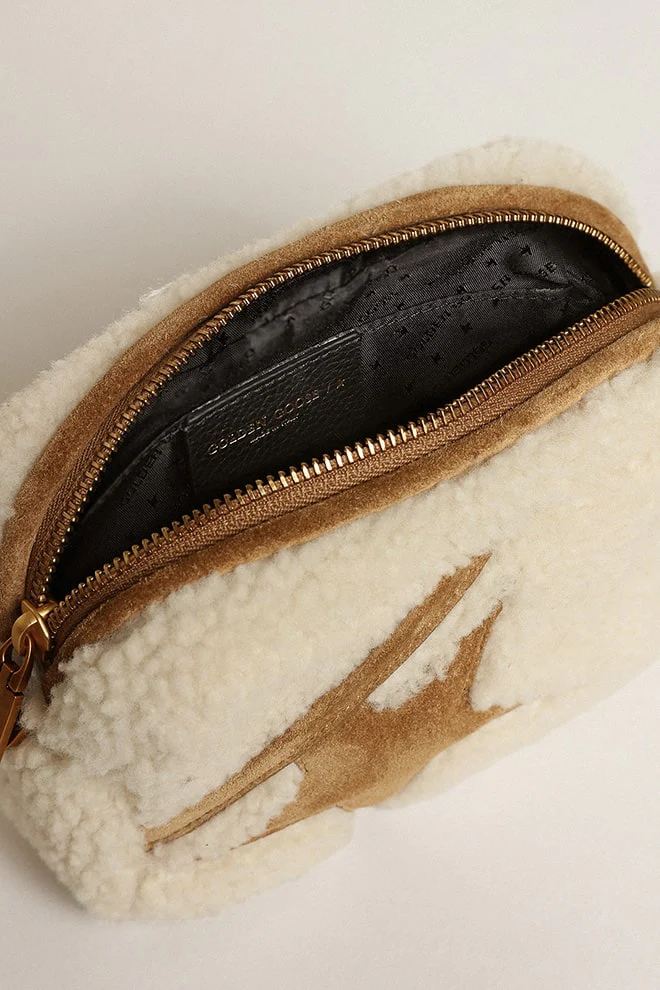 Women | Mini Star Bag Beige Shearling with Suede Star | Natural - Image 7