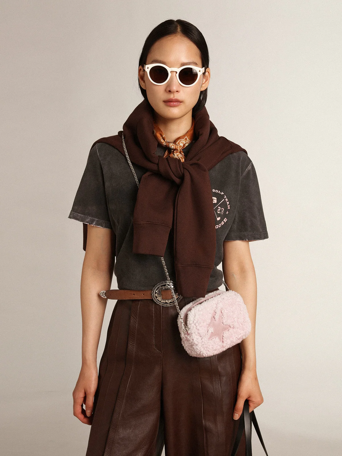 Women | Mini Star Bag Pink Shearling with Suede Star | Baby Pink - Image 8