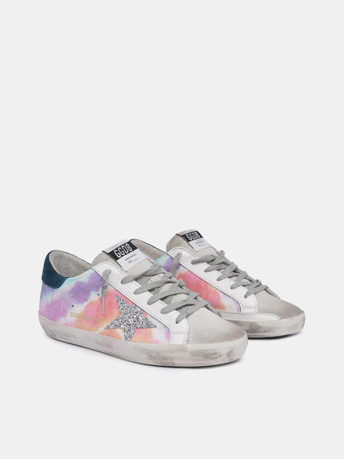 Women | Multi Color Super-Star with Silver Glitter Star & Blue Suede Heel Tab - Image 3