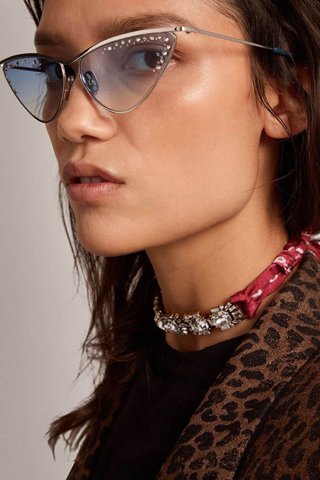 Women | Necklace Antique Gold Color with Crystals & Printed Scarf | Antique Gold x Spiced Apple - Image 7