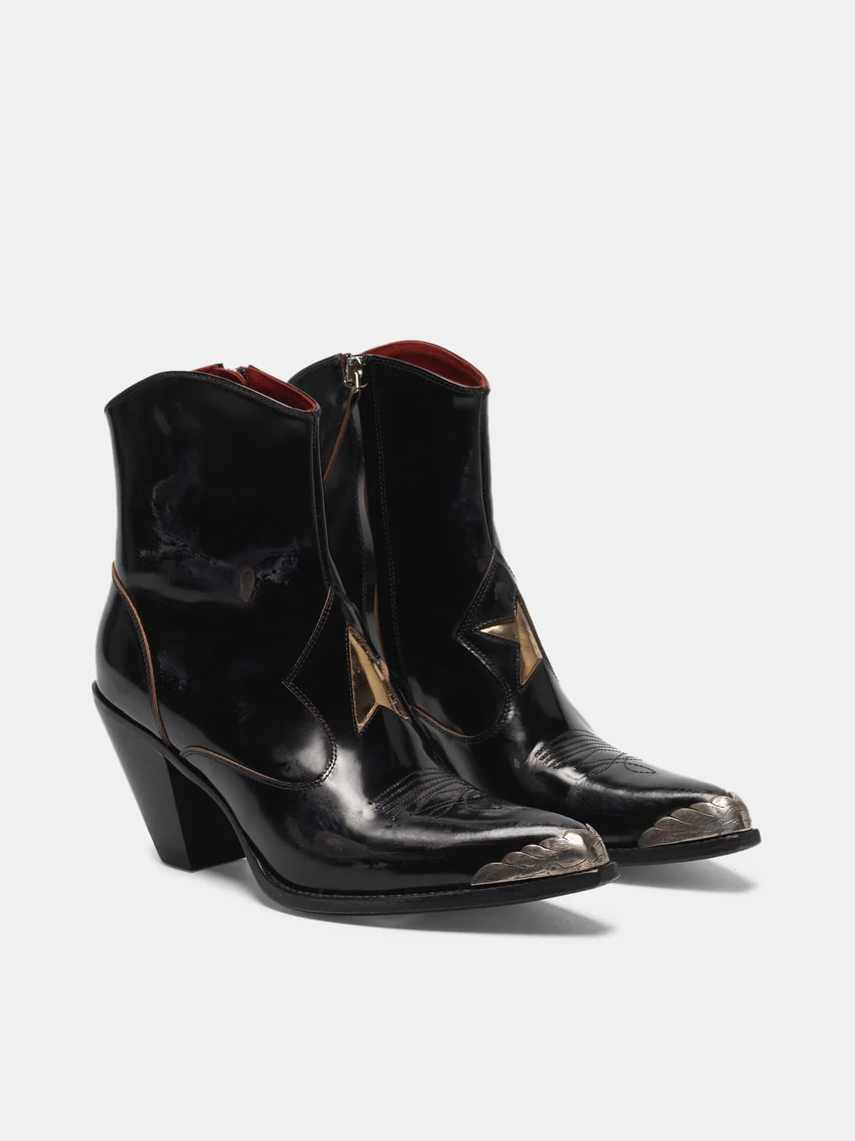 Women | Nora Ankle Boots Glossy Leather with A Gold Star & Metal Plate - Image 6