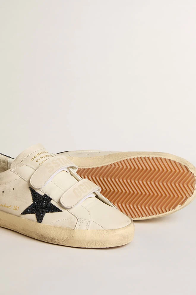 Women | Old School Leather with Blue Glitter Star & Blue Leather Heel Tab | Butter x Blue - Image 7