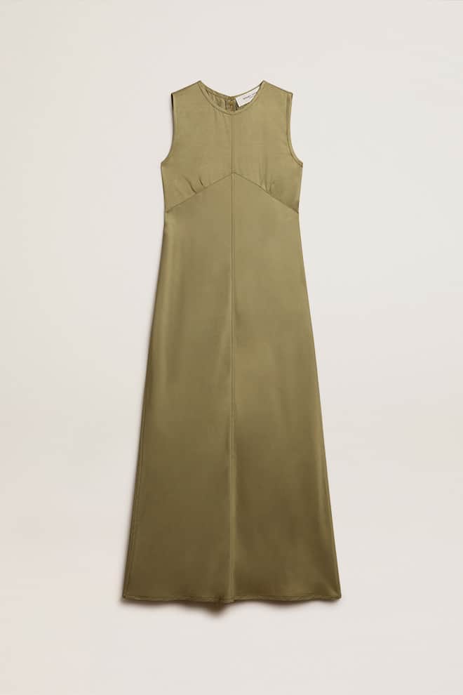 Women | Olive-Colored Wo Midi Dress with Zip Fastening On The Back | Kalamata - Image 9