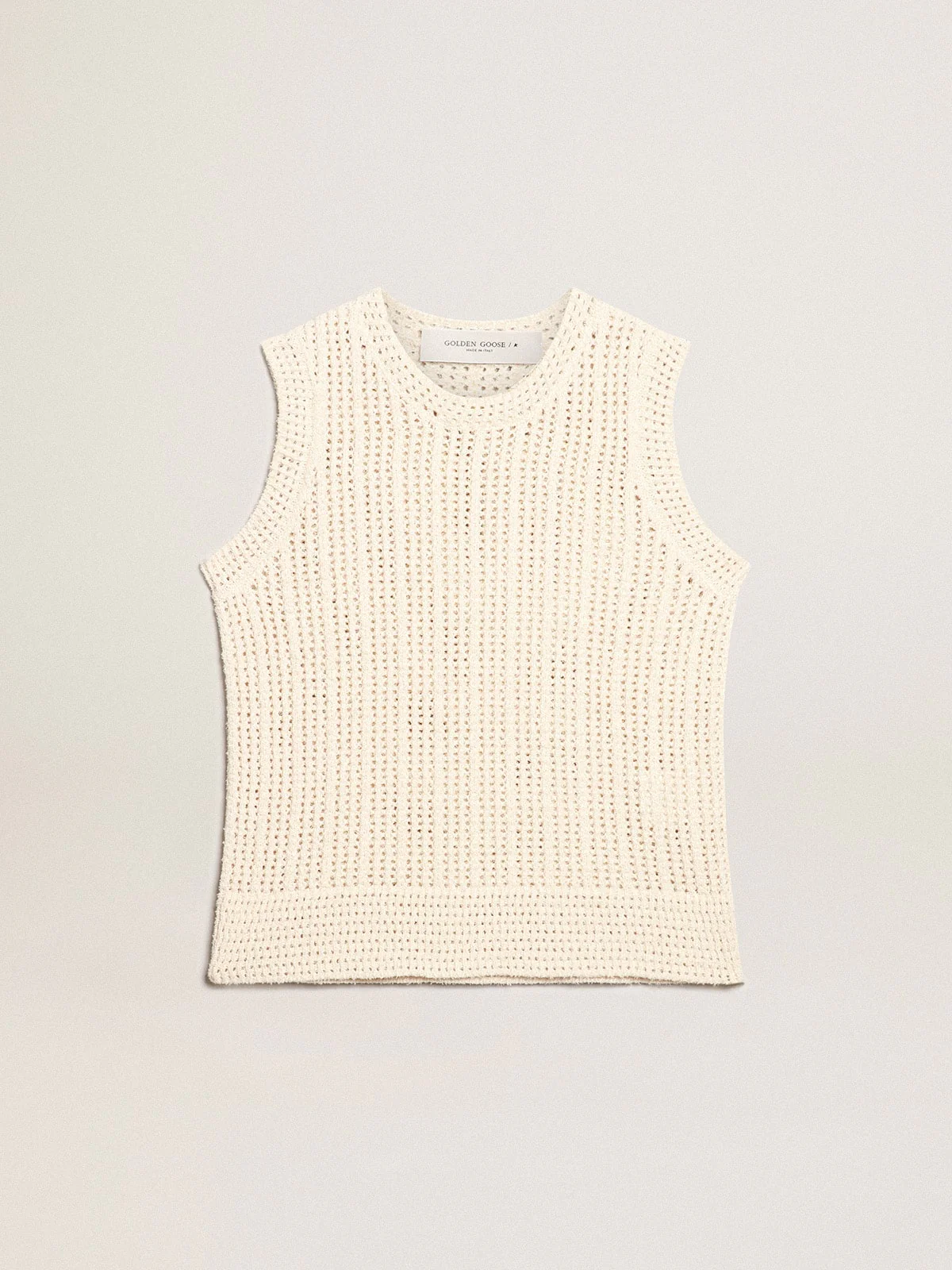 Women | Papyrus-Colored Knitted Sleeveless Top | Papyrus - Image 4