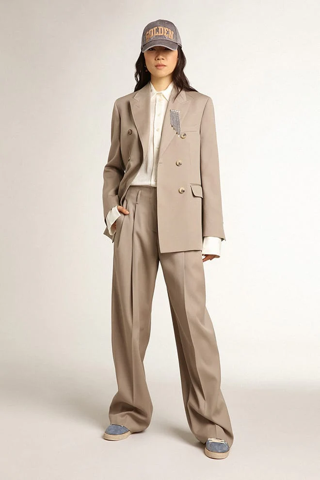 Women | Parchment-Colored Slim-Fit Shirt | Parchment - Image 8