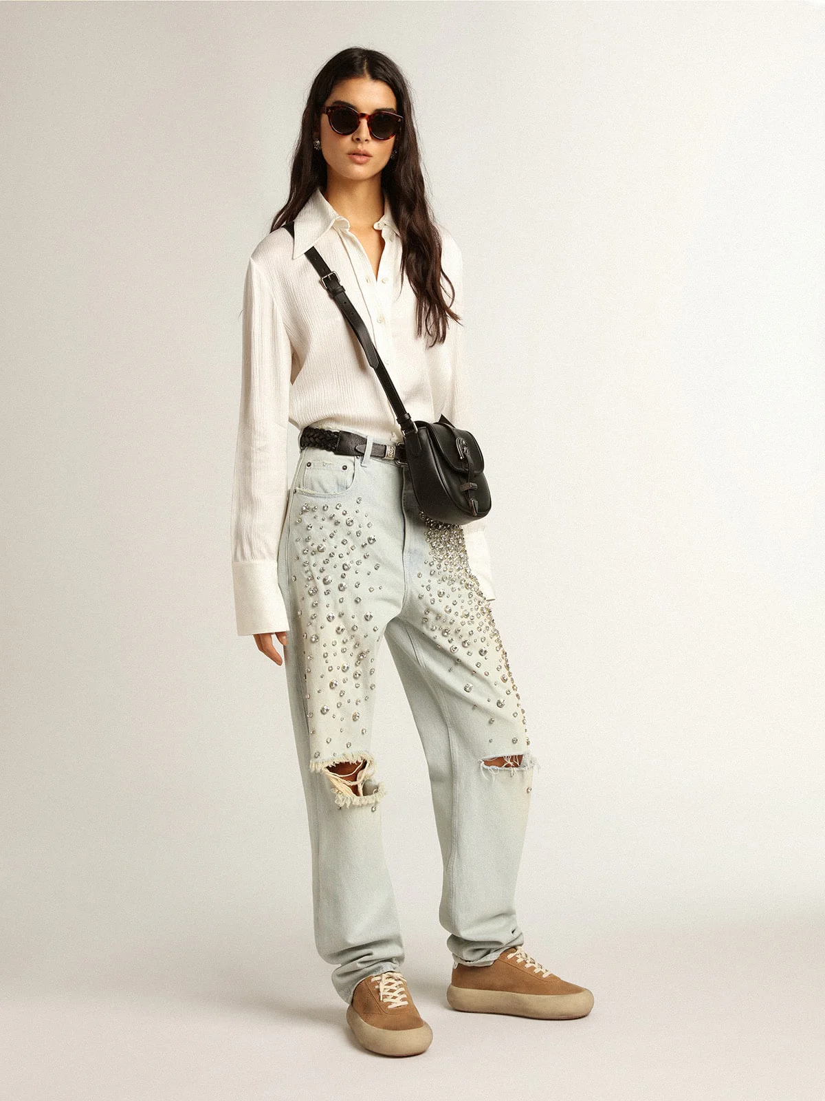 Women | Parchment-Colored Slim-Fit Shirt | Parchment - Image 9