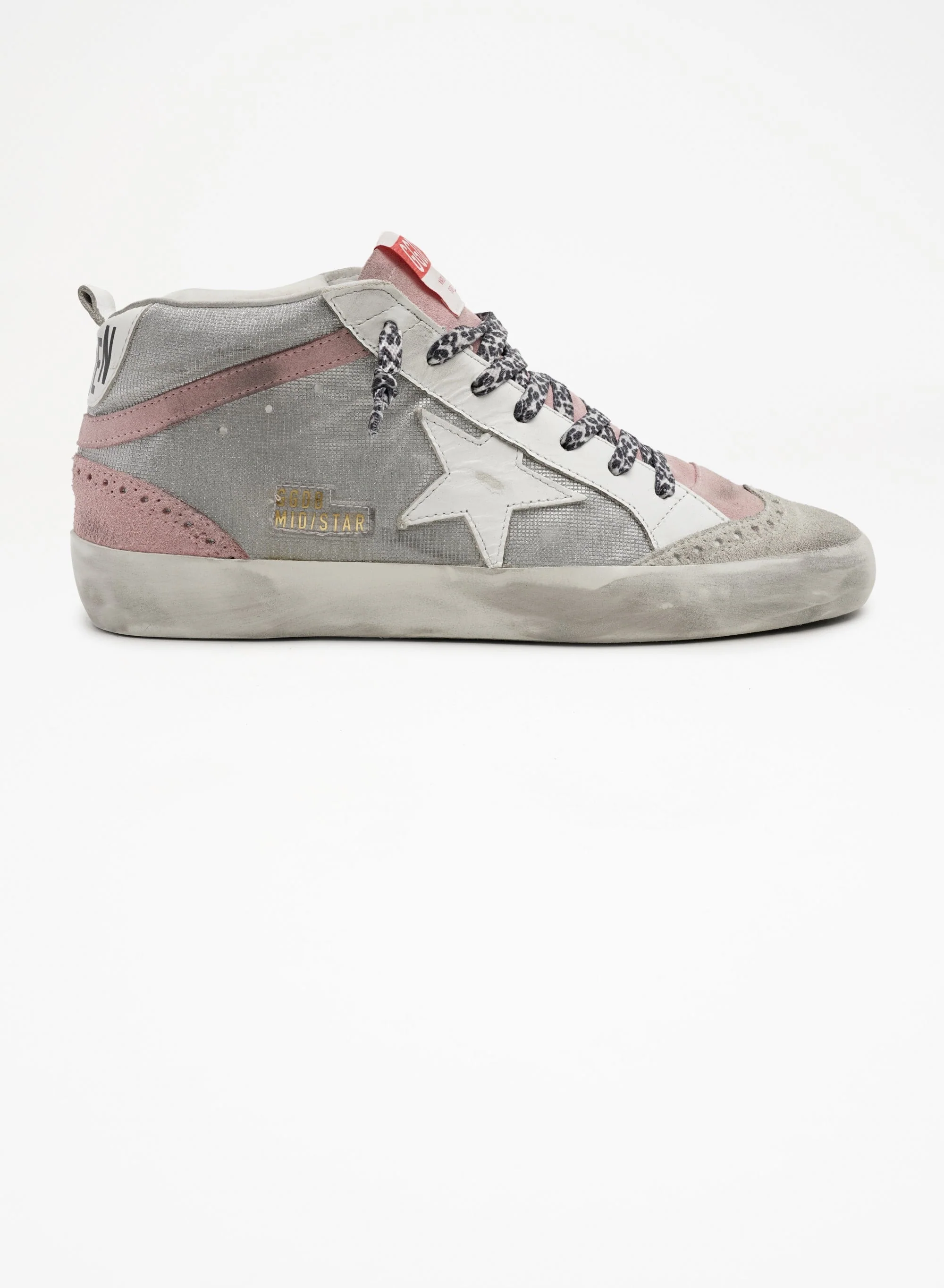 Women | Pink & Silver Mid Star Sneakers with Glitter | Silver x White x Ice x Pink - Image 5