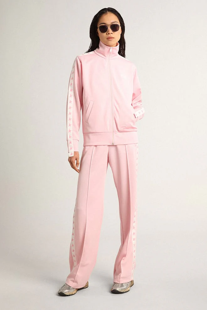 Women | Pink Joggers with Band & Stars On The Sides | Rose Shadow x White - Image 3