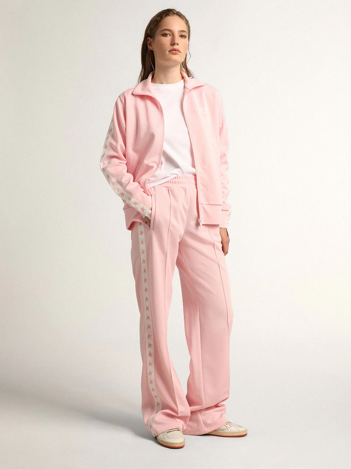 Women | Pink Joggers with Band & Stars On The Sides | Rose Shadow x White - Image 7