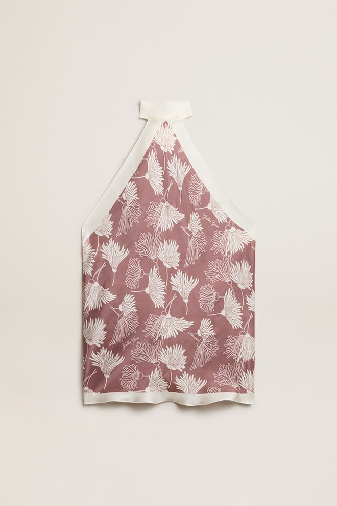 Women | Pink Top with White Flowers | Rose Taupe x Antique White - Image 5