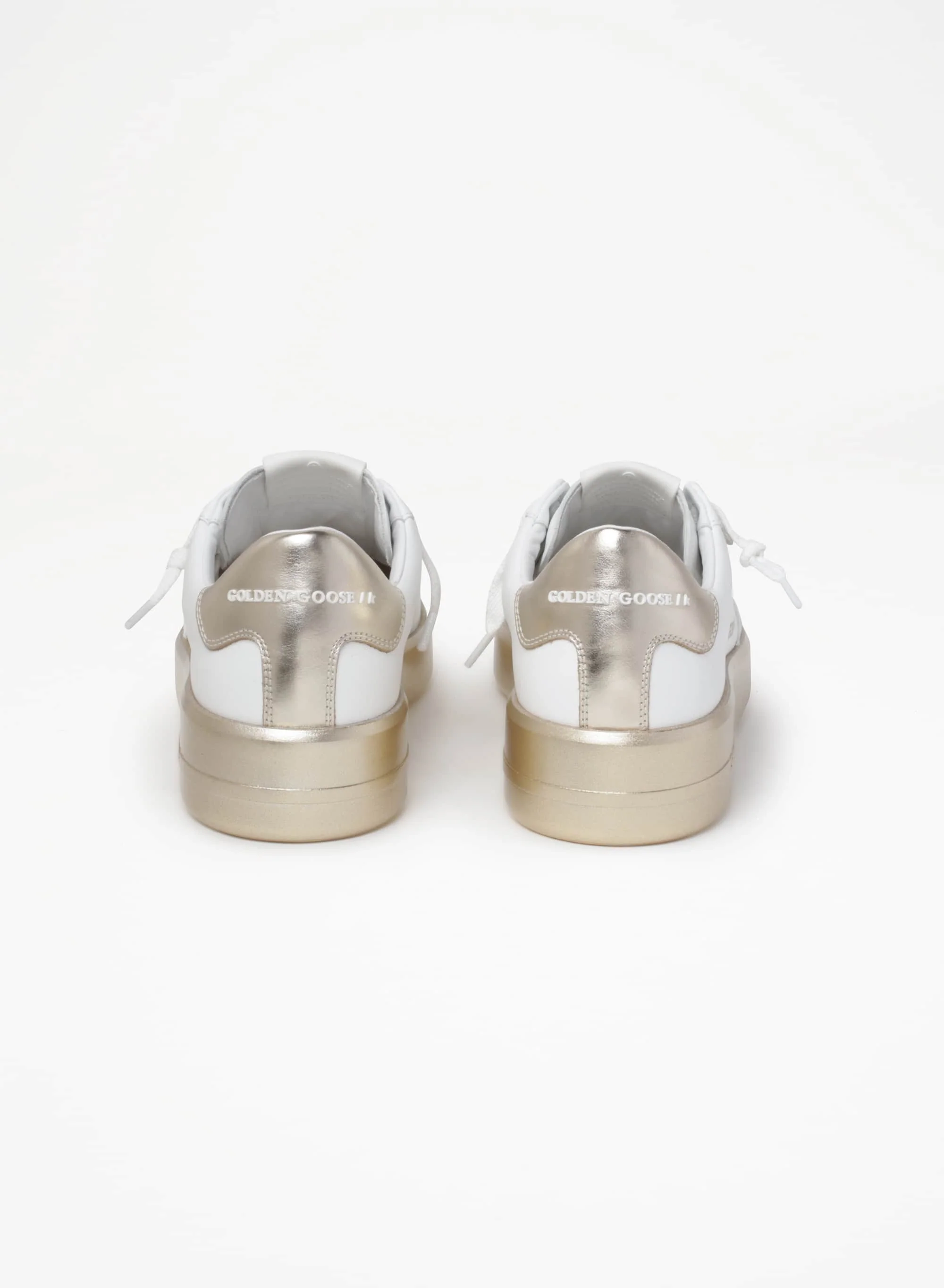 Women | Purestar Sneakers Leather with Foxing & Gold Laminated Leather Heel Tab | Optic White x Platinum - Image 2