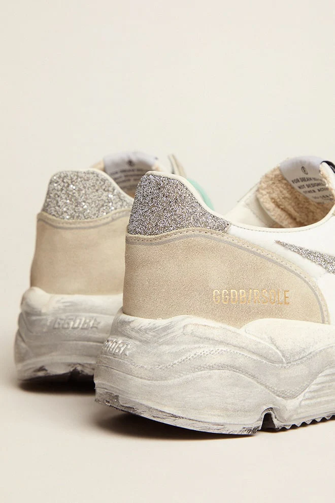 Women | Running Sole Beige & White Suede & Taupe Star | White x Silver x Ice - Image 6